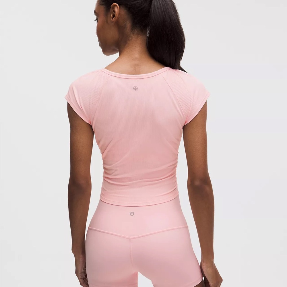Lululemon All It Takes Pink Pearl Scoop Neck Ribbed Top Size Small - Picture 7 of 7